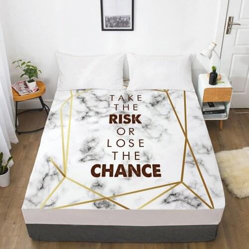 Mattress Cover Fitted Sheet With Elastic Band Bed Sheets Bedding Linens Bedsheet 90/150/160X200CM Nordic Marble Letter