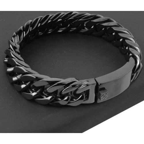 Granny Chic 15mm mens bracelet chain for men stainless steel Curb cuban link chain on hand men accessories mens chain bracelets