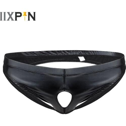 Jockstrap Mens Underwear Sexy Panties Male Patent Leather Bikini Briefs Open Butt Hot Sexy Gay Jockstrap Underwear Underpants