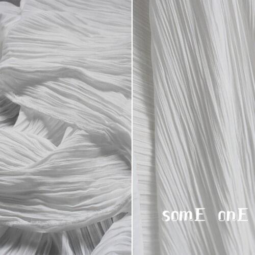 New Pleated Chiffon Fabric White Tulle Miyake Style DIY Decor Props Pants Skirt Dress Fashion Designer Fabric