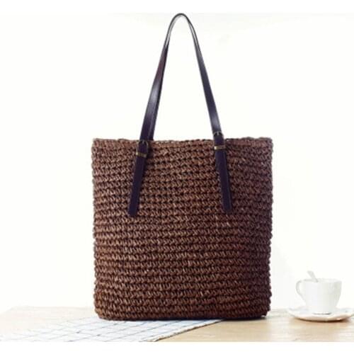 The new simple solid color woven bag Sennhe Department of British wind shoulder knit bag four season travel wild handbags
