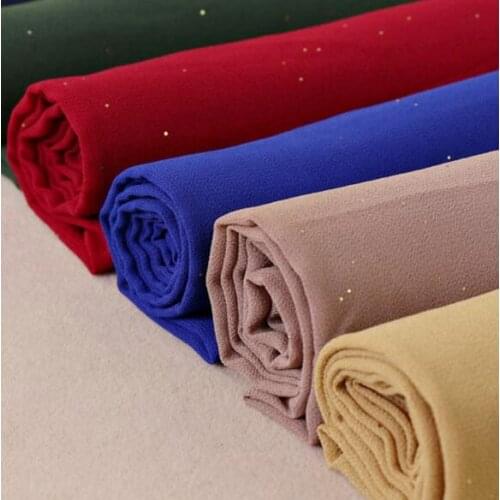 New Plain Gold Glitter Solid Color Chiffon Hijab Scarf Ladies Autumn Summer Wrap Pashmina Bufanda Mujer Muslim Scarves