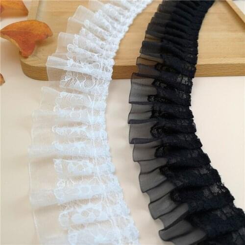 1Yards Pleated Guipure White Black Lace Ribbon 5cm DIY Sewing Trim Embroidery Lace Fabric Dress Decoration Clothes Crafts P028