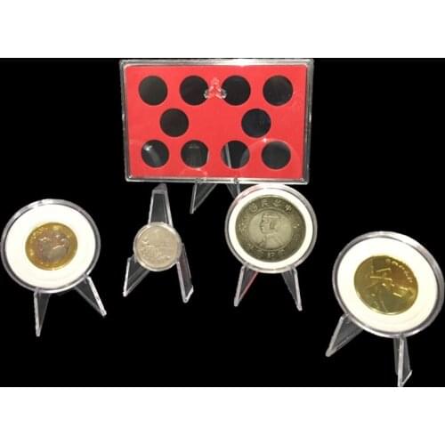 12 PCS Mini Clear Acrylic Coin Display Stands 2.36 Inches Tall Coin Display Easel for Collection Appraisal Supplies