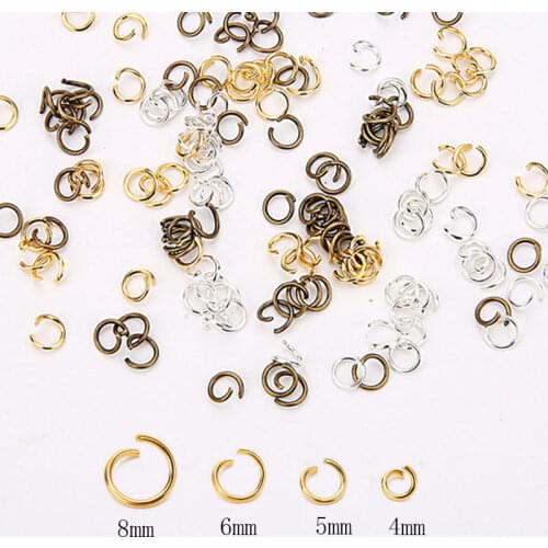 200pcs 4mm 5mm 6mm 8mm Open Jump Rings Bulk Lot Metal Iron Split Rings End Connectors for Diy Necklace Findings Jewelry Making