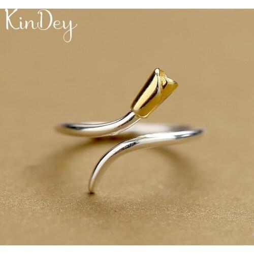 Kindey Vintage Handmade Silver Color Flowers Rings For Women Men Adjustable Size Open Finger Rings Personality