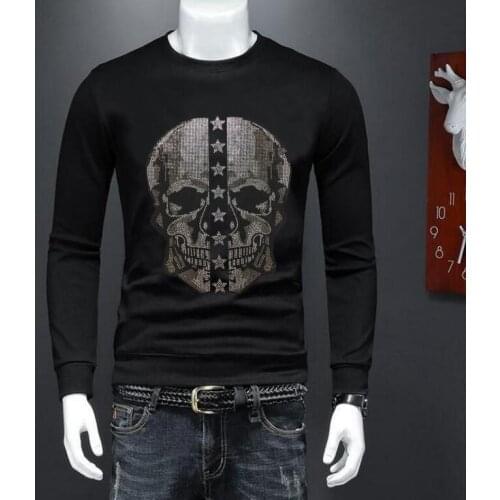 Winter Fashion New Style With Diamond hoody Skull loose design long Sleeve Mens sweatershirts top quality