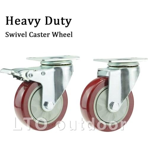1PCS 3/4/5Inch Heavy Duty PVC Swivel Caster Wheels Silent Caster For Furniture Wheel Carts Workbench Industrial Equipment