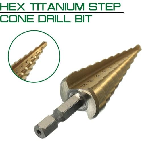 1PC Hex Titanium Step Cone Drill Bit HSS 4241 Hole Cutter 4-22MM For Sheet Metalworking Wood Drilling High Quality Power Tools