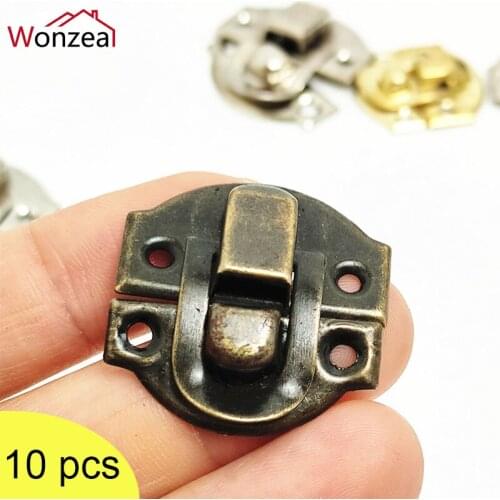 10PCS Antique Lock Wooden Jewelry Box Decorative Iron Padlock Metal Hasps Latch With Screw Furniture Hardware Accessories