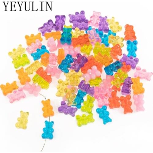 10pcs/lot Candy Color Mixed Resin Bear Beads Spacer Loose Beads For Kids Jewelry Making DIY Bracelet Necklace Accessories