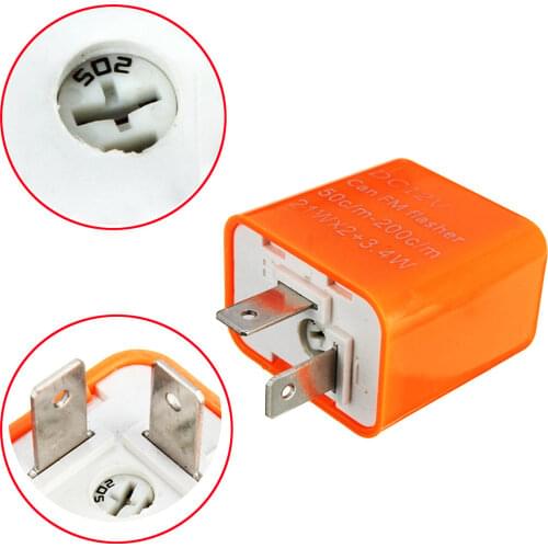 2 Pin LED Turn Signal Flasher Relay Motorcycle Speed Adjustable Steering Lights Flicker Frequency 12V