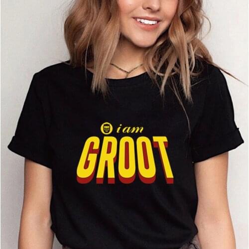 2021 Summer Hot Sale I Am Groot T-shirt Kawaii Baby Groot Women Tee Vintage Cartoon Lady Streetwear Harajuku Female Clothes