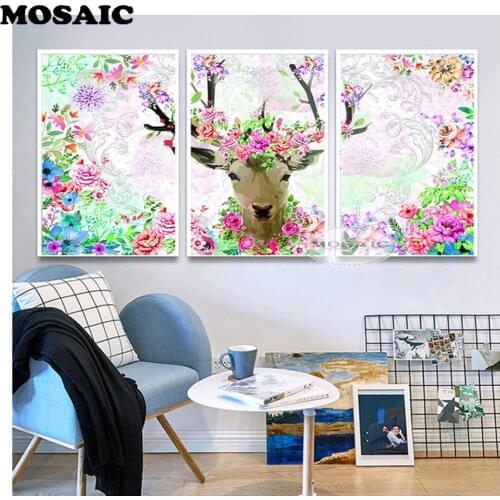 3pcs/set,5diy Diamond paintingdeer,Diamond Embroidery cross stitch kits,Mosaic pattern,needlework,Crafts,home Decoration