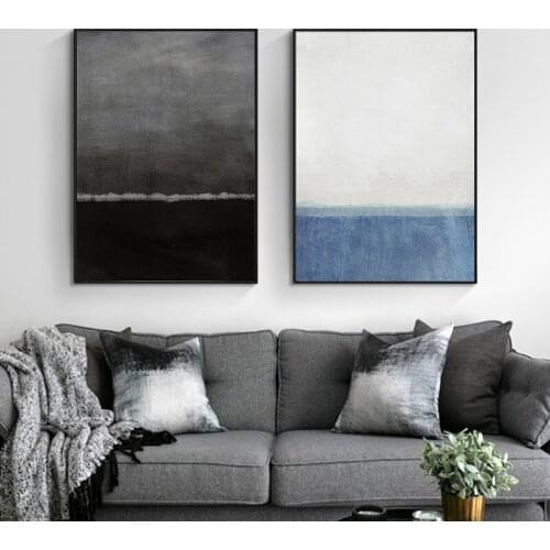 Abstract Impressionist Blue and Black Posters Wall Art Canvas Painting POP Picture Print Gallery Living Room Interior Home Decor