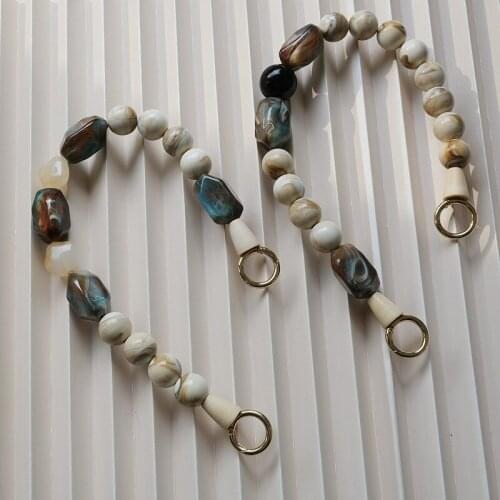 New Fashion Woman Handbag Accessory Parts Apricot Beads Chain Acrylic Resin Chain Vintage Strap Replacement Women Shoulder Chain