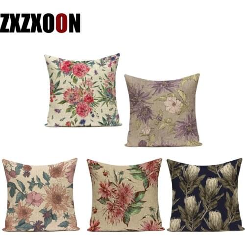 Decorative Throw Pillows Case Floral Polyester Sofa Cushion Cover Pillowcase Living Room Decoration Home Decoration
