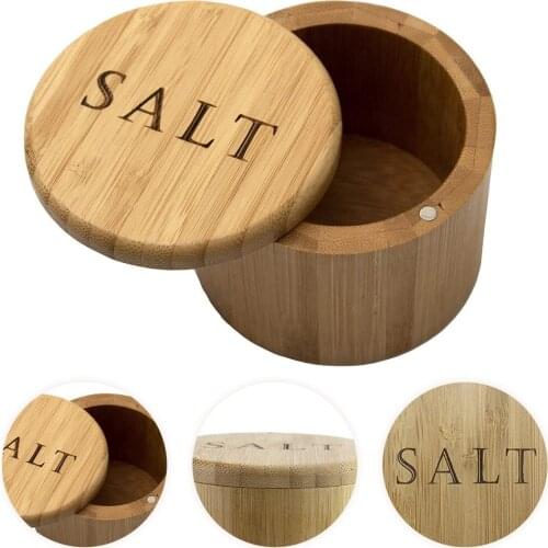 Wood Spice Jar Sugar Bowl Tea Coffee Salt Seasoning Box Kitchen Gadget