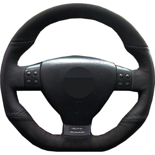 Car Steering Wheel Cover Black Genuine Leather Suede For Volkswagen Golf 5 Mk5 GTI VW Golf 5 R32 Passat R GT 2005