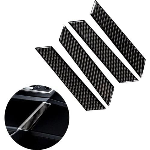 For VW Golf 7 MK7 VII 2013 2014 2015 2016 2017 4pcs Carbon Fiber Car Interior Window Door Panel Cover Strip