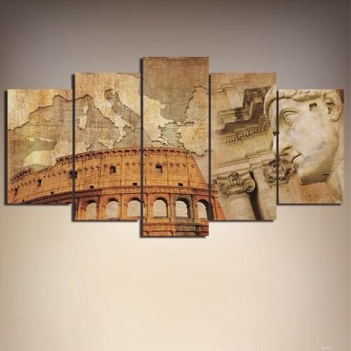 HD Modern Wall Art Modular Pictures Home Decor Abstract Canvas 5 Pieces Italian Colosseum Map Painting Frame Print Poster