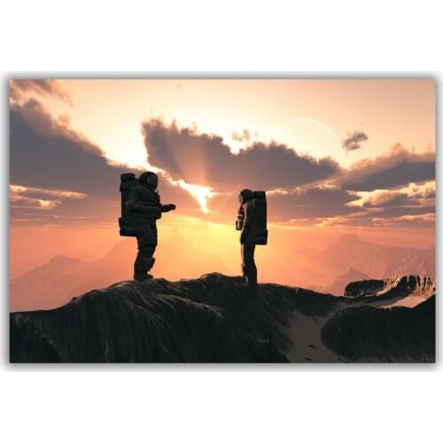 HT112 Spectacular Universe Earth And Moon Space Station Astronaut Silk Fabric Poster Art Decor Indoor Painting Gift