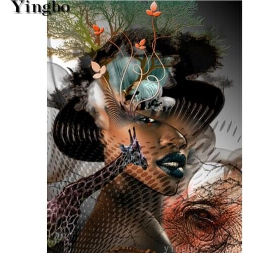 Full Drill Square Diamond Painting Diamond Embroidery Africa Woman Abstract Animal Picture Cross Stitch Kit Diamond Mosaic New