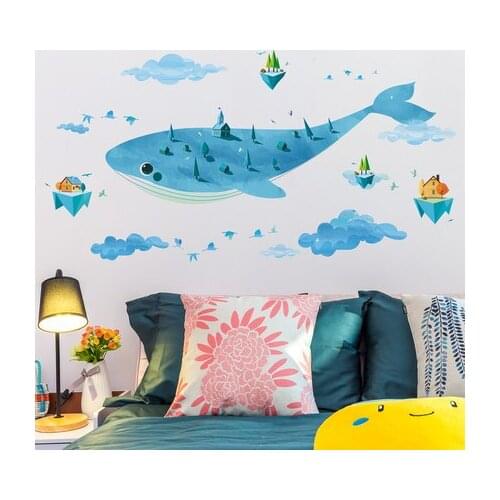 Whale House Wall Stickers Creative Living Room Background Wall Decoration Waterproof Bathroom Kids Room Baby Room Wall Decals