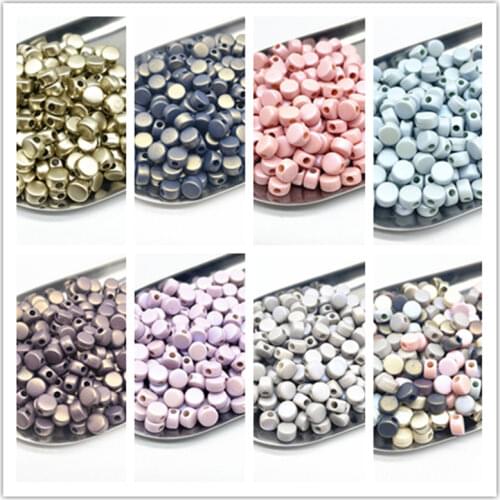 50pcs 8x5mm AB Colour Round Flat Charms Acrylic Beads Loose Spacer Beads for Jewelry Makeing DIY Handmade Bracelet Accessories