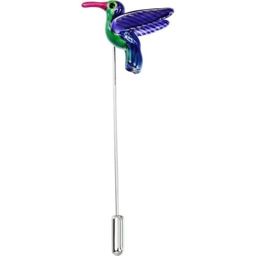 Lamprotornis hildebrandti Bird Brooch Pins Novelty Design Long Lapel Pin for Men Shirt HAWSON