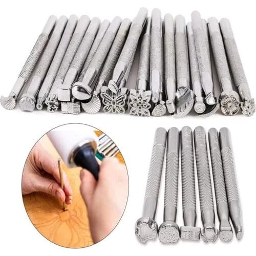 LMDZ 26 Pcs Leather Printing Stamping Tools Set Alloy Saddle Making Tools Carving Handmade Punch Tools for Leather Craft