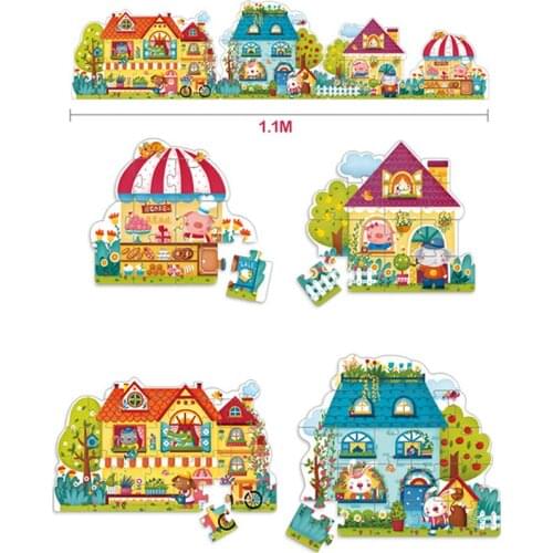 Montessori Materials Puzzle Toy 4 In 1 Season Traffic Animals Story Puzzles Educational Wooden Toys For Children Funny Bricks