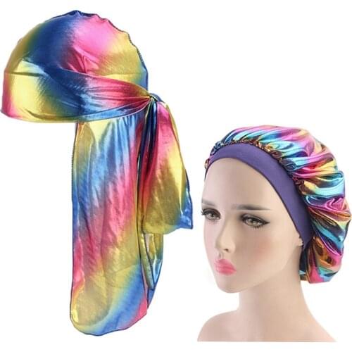 Fashion Durags and Bonnets Group Sales Comfortable Sleep Cap 2pcs sets for Men and Women