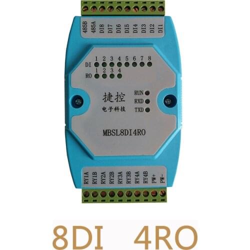 8DI4RO Remote IO data acquisition module 8 road digital input 4 road relay isolated output module MODBUS RTU communication RS485