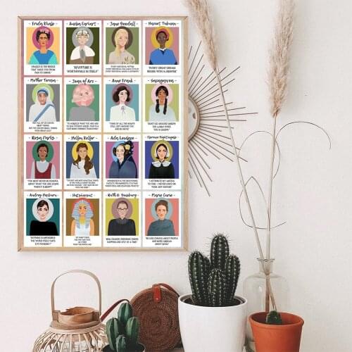 Great Mighty Women in History Wall Art Canvas Painting Nordic Posters and Prints Wall Pictures for Living Room Kidsroom Decor