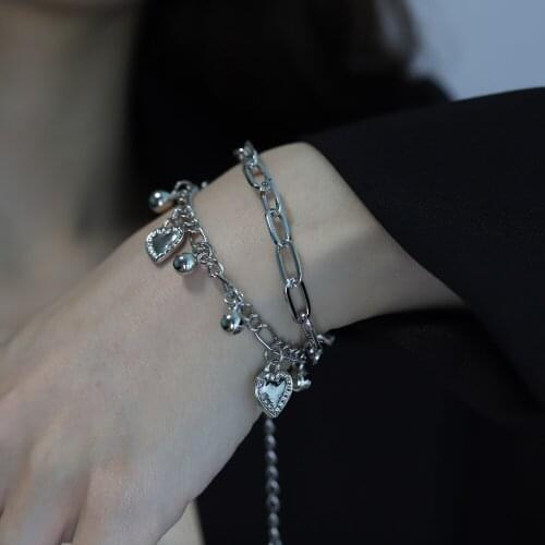 Punk Bracelets Bracelet Bangle Bohemian Circle Thick Chain Tassel Pendant Bracelet Double Niche Ins Women Jewelry 2021