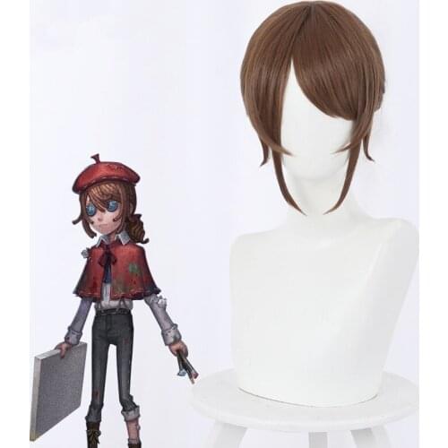 Game Identity V Cosplay Wig Edgar Valden Role Play Wigs Brown Short Ponytail Heat Resistant Synthetic Hair+Wig Cap