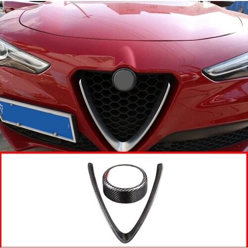 For Alfa Romeo Stelvio 2016 2017 2018 2019 Car front grille frame circular decoration with real carbon fiber car accessories