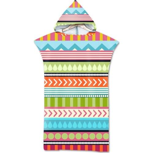 Geometric pattern Adult Beach Robes Poncho Hood Beach Towel Microfiber Quick Drying Absorbent Bath Towels Beach wear