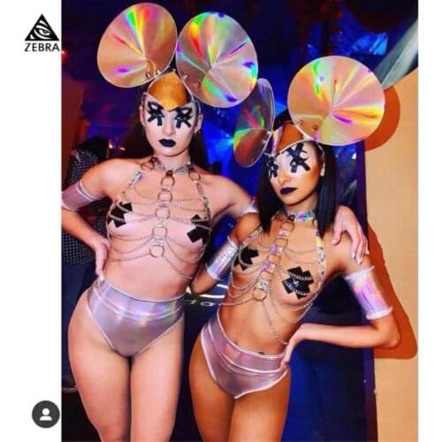 Christmas Mickey Head Sexy laser Costume Nightclub bar go stage show dance gogo cothing