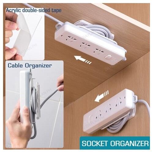 Self-Adhesive Power Strip Holder with Cable Organizer, Wall Mount Patch Panel Socket Holder Home Organizer Remote Holder