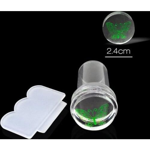 Nail Salon 2.4cm Pure Clear Jelly Nail Art Stamper Scraper Set Print Silicone Marshmallow Nail Stamp Stamping Tools Stamp Gel