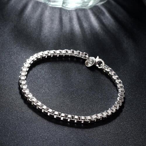 Special offer fashion 925 sterling silver Bracelet for man woman classic 4MM box chain jewelry Wedding party Christmas gifts