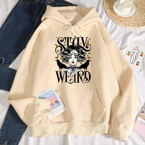 Stay Weird Creativity Printed Womens Sweatshirts Fashion Comfortable Hoodies Casual Fleece Soft Hoodie Autumn Warm Tops Men