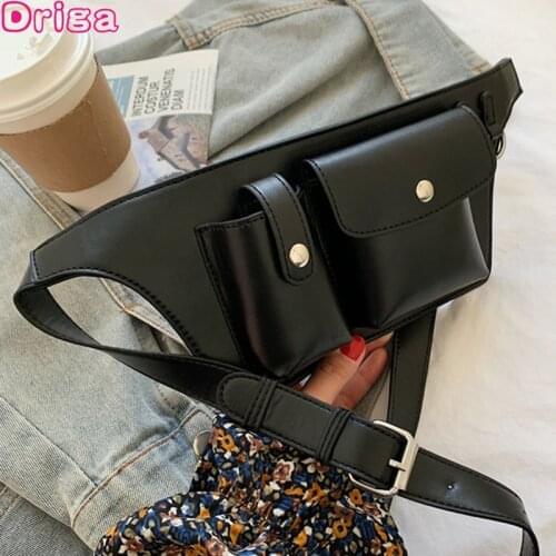 Driga Female Chest Handbags 2021 New Fashion Waist Bags Chest Messenger Shoulder Bags Pu Leather Solid Color Casual Mini Bags