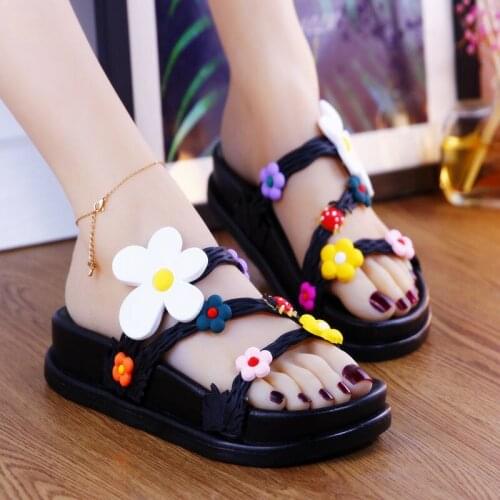 2021 Summer New Thick Bottom Non-slip Thickening Home Bathroom Out Fashion Beach Flowers Cute Fashion Womens Slippers