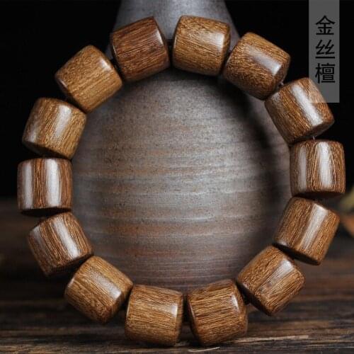 Gold silk sandalwood bucket beads hand string specification 1.5*15 men and women wenplay rosary decorative jewelry