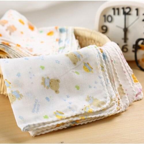 UNIKIDS 10PCS Baby Feeding Towel Teddy Bear Bunny Dot Chart Printed Children Small Handkerchief Gauze Towels Nursing Towel YYT30