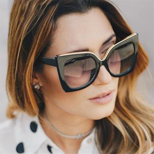 2019 Fashion New Square Sunglasses Women Brand Designer Metal Top Sun Glasses Oversized Gradient Lens Trend Glasses UV400