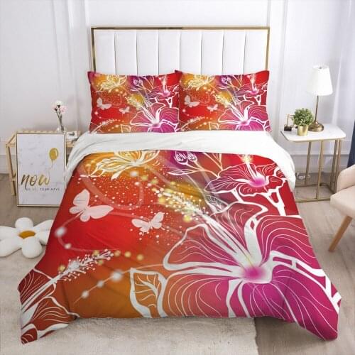 3D Bed Linen Set Flower Designer Duvet Cover Set Bedding Sets Comforter Case and Pillowcase King Queen Full Size Home Textile
